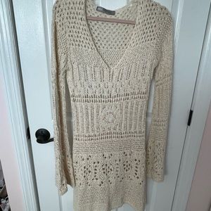 ASOS Crochet Dress with slip and bell sleeve